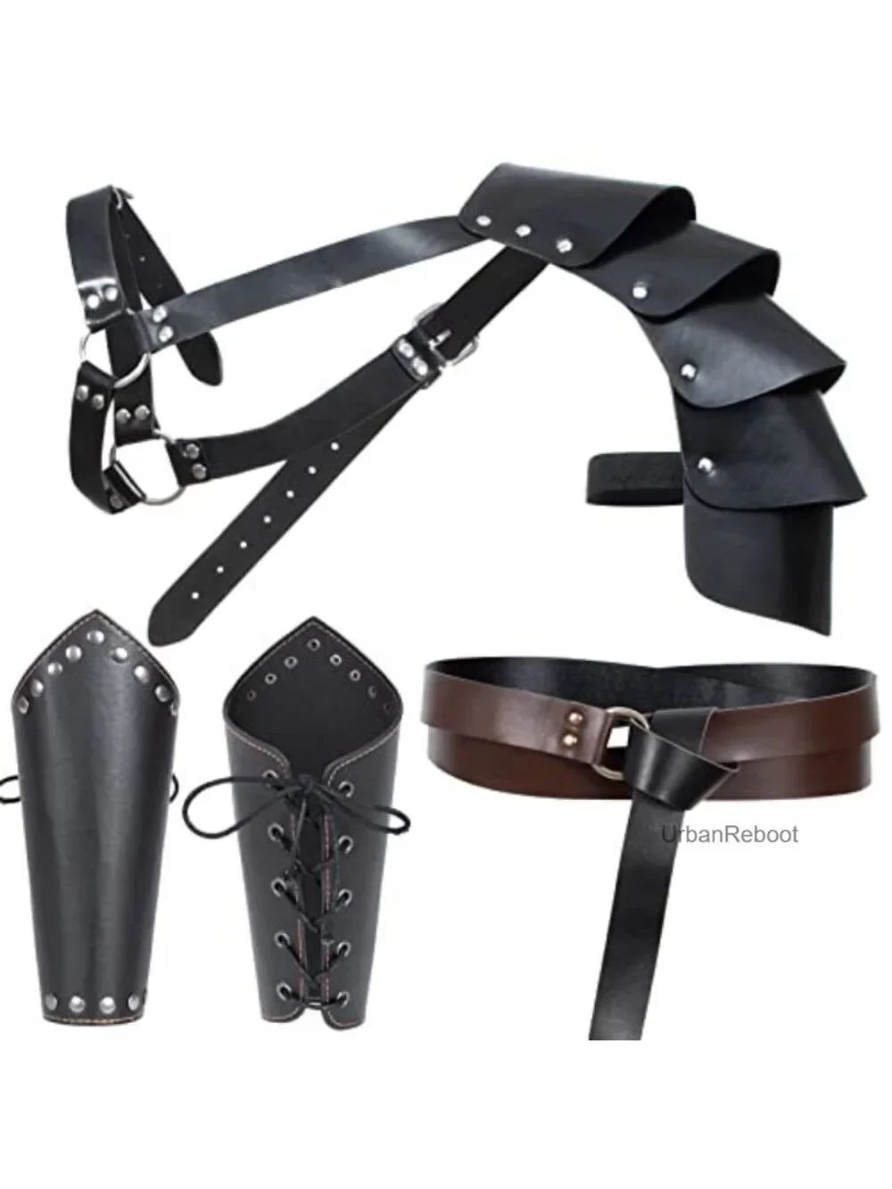 Medieval Knight Leather Belt Shawl Men Renaissance Half Shoulder Cape Scarf